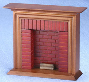 Dollhouse Miniature Fireplace, Walnut, 1Pc